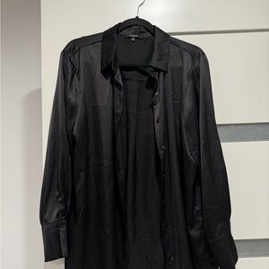 Ambiance Elegant Silk Black Button Down top
